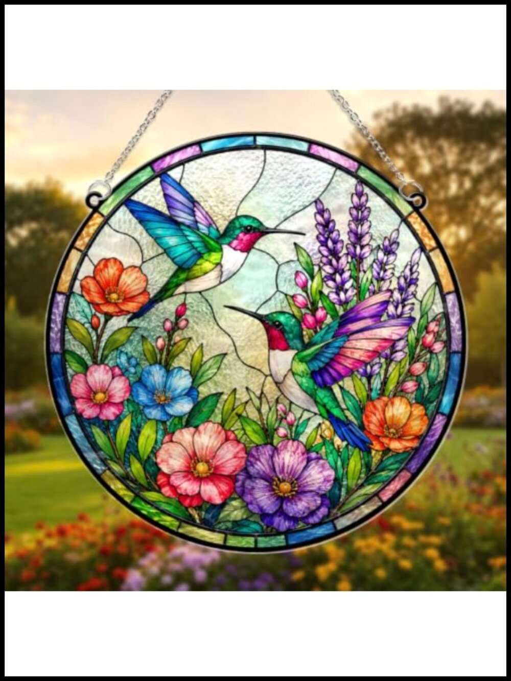 8" Hummingbird Wavy Acrylic Suncatcher Memorial Window Hanging Sympathy Gift